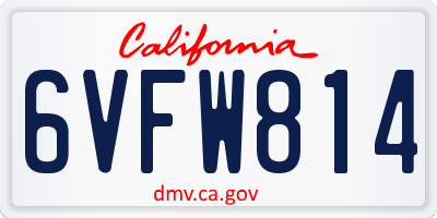 CA license plate 6VFW814