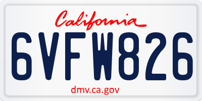 CA license plate 6VFW826