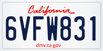 CA license plate 6VFW831