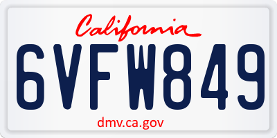 CA license plate 6VFW849