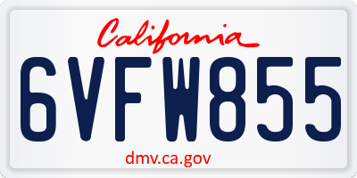 CA license plate 6VFW855
