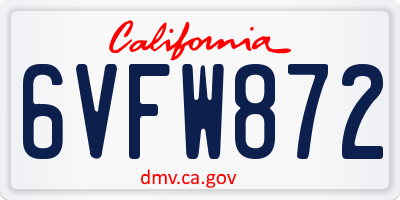 CA license plate 6VFW872