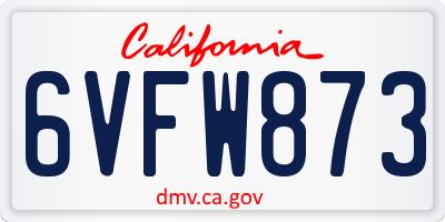 CA license plate 6VFW873