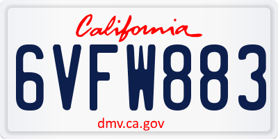 CA license plate 6VFW883