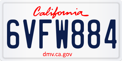 CA license plate 6VFW884