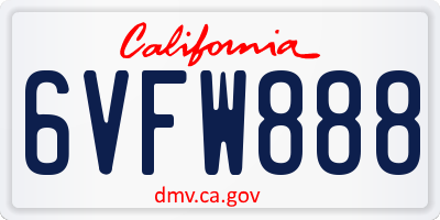 CA license plate 6VFW888