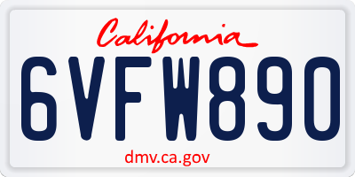 CA license plate 6VFW890
