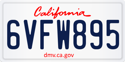 CA license plate 6VFW895