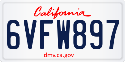 CA license plate 6VFW897