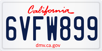 CA license plate 6VFW899