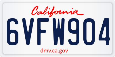 CA license plate 6VFW904