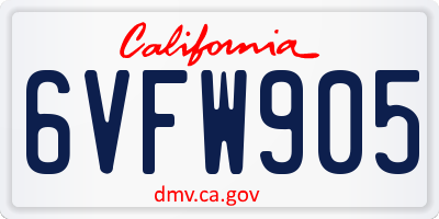 CA license plate 6VFW905