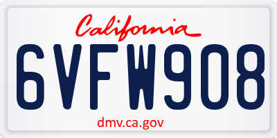 CA license plate 6VFW908