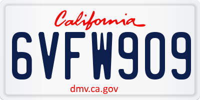 CA license plate 6VFW909