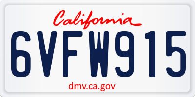 CA license plate 6VFW915