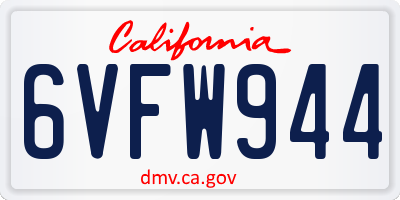 CA license plate 6VFW944