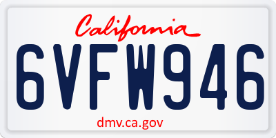 CA license plate 6VFW946