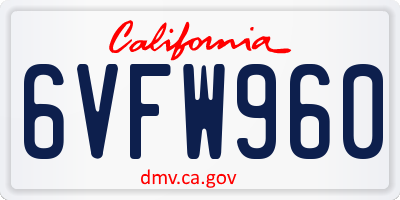 CA license plate 6VFW960