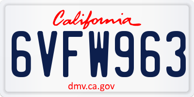 CA license plate 6VFW963