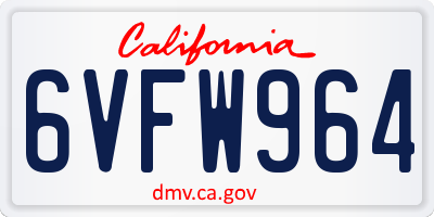 CA license plate 6VFW964