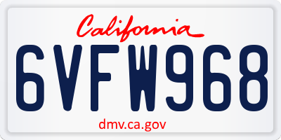 CA license plate 6VFW968