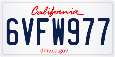 CA license plate 6VFW977