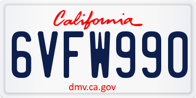 CA license plate 6VFW990