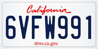 CA license plate 6VFW991