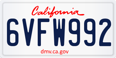 CA license plate 6VFW992