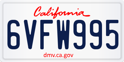 CA license plate 6VFW995