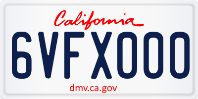 CA license plate 6VFX000