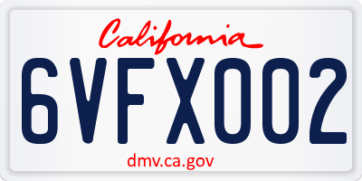 CA license plate 6VFX002