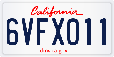 CA license plate 6VFX011