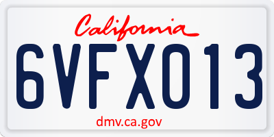 CA license plate 6VFX013