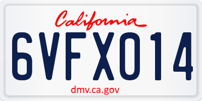 CA license plate 6VFX014