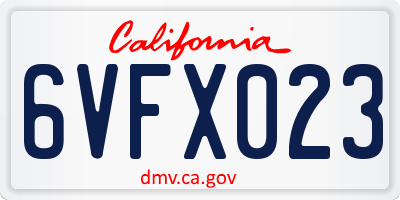 CA license plate 6VFX023