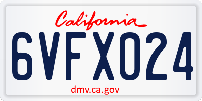 CA license plate 6VFX024