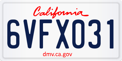 CA license plate 6VFX031