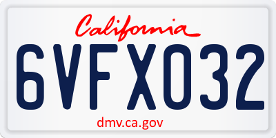 CA license plate 6VFX032