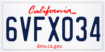 CA license plate 6VFX034
