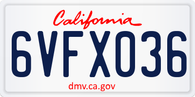 CA license plate 6VFX036