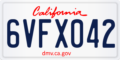 CA license plate 6VFX042
