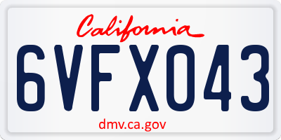 CA license plate 6VFX043