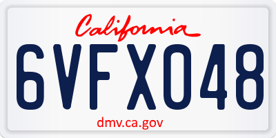 CA license plate 6VFX048