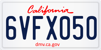 CA license plate 6VFX050