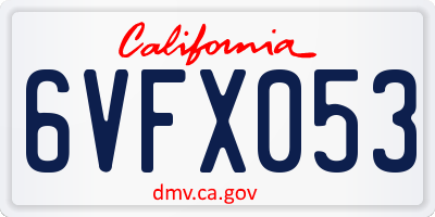 CA license plate 6VFX053