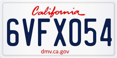 CA license plate 6VFX054