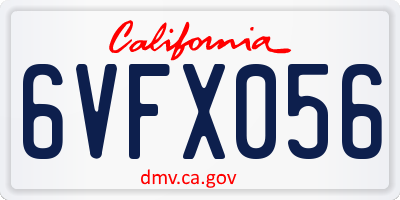 CA license plate 6VFX056