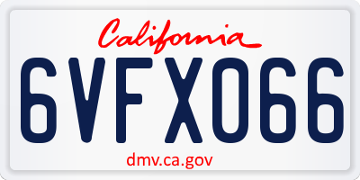 CA license plate 6VFX066