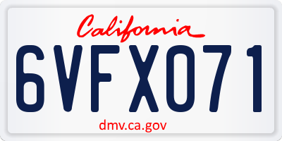 CA license plate 6VFX071
